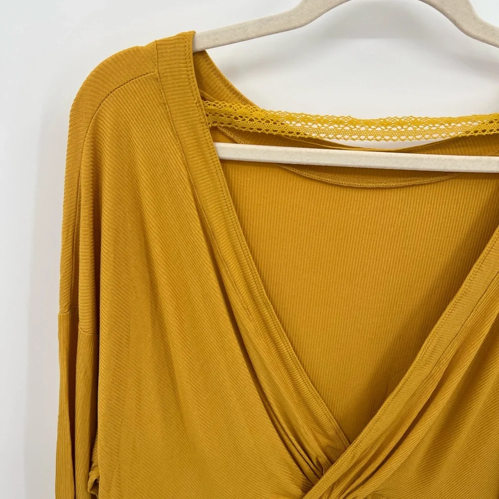 Free people Shimmy Shake yellow open twist back top